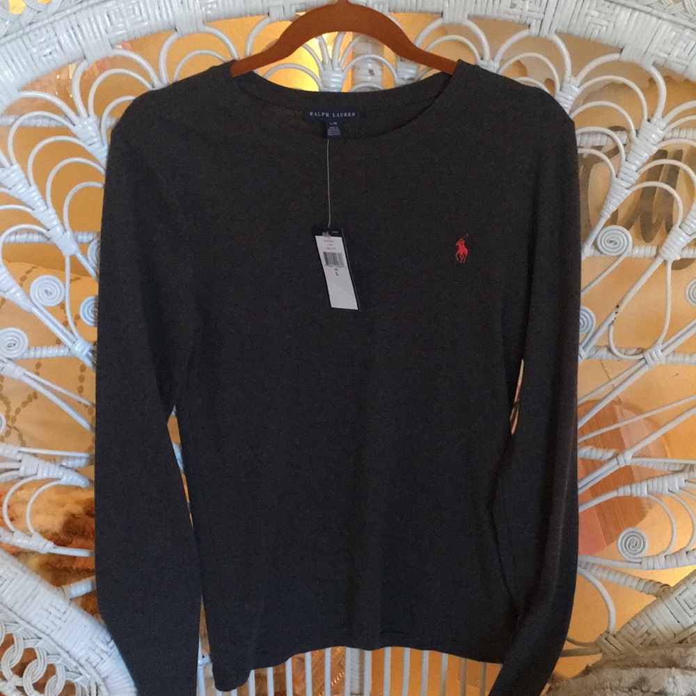 ☆ NWT Ralph Lauren heather grey fitted long sleeve
